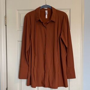 MarlaWynne Rust Button-Down Tunic Top